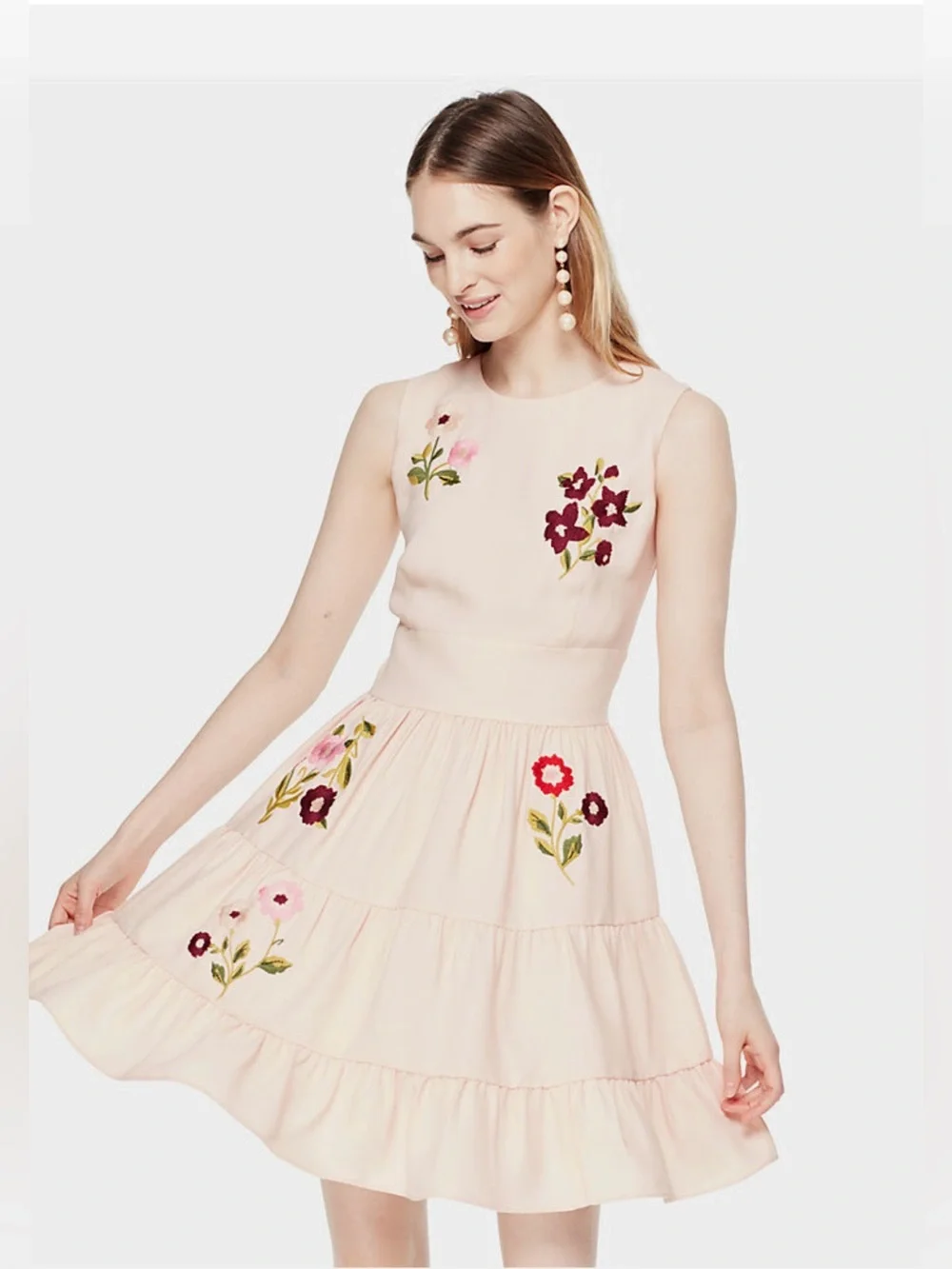 Kate Spade Floral Embroidered Dress in Rose Dew size 6